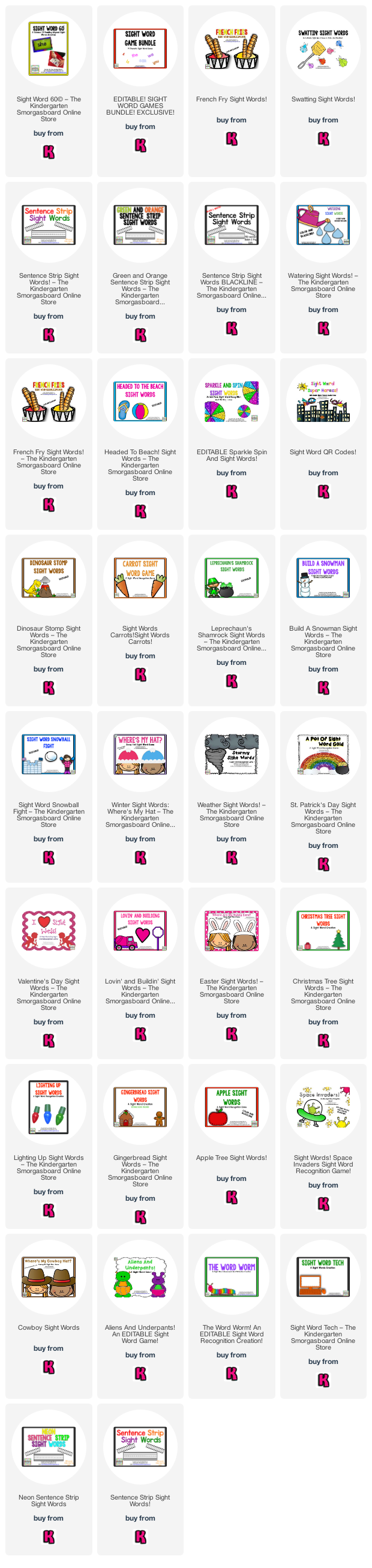 I Have Who Has Games – The Kindergarten Smorgasboard Online Store