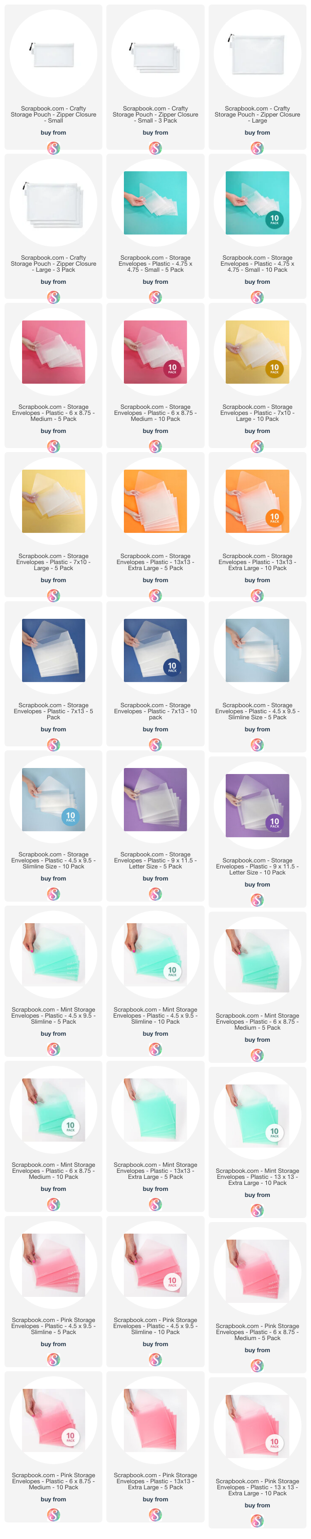 Scrapbook.com - Storage Envelopes - Plastic - 7x13 - 10 pack